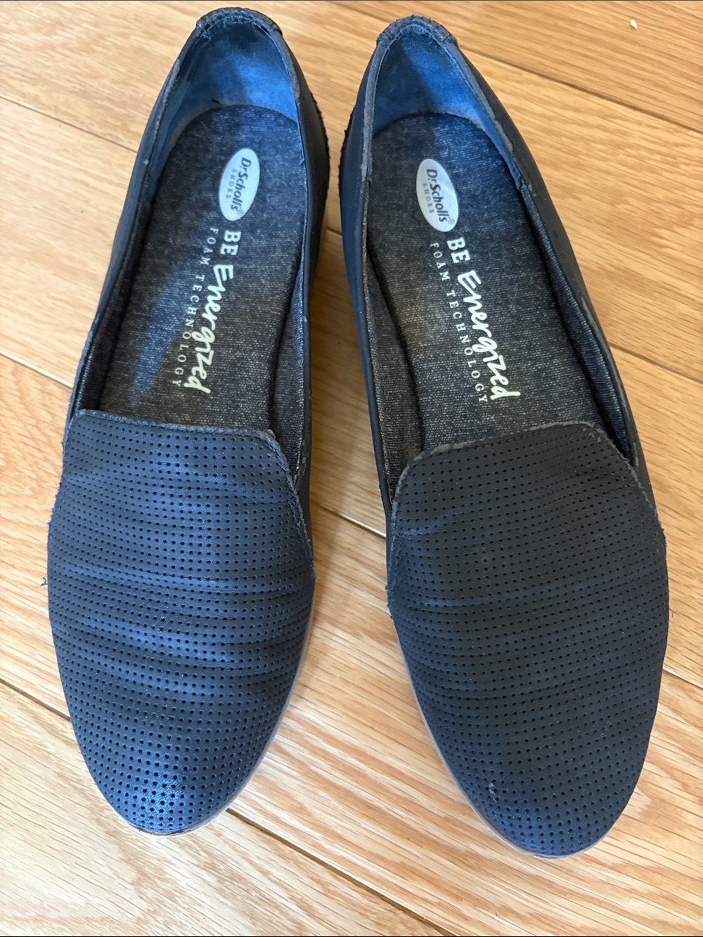Dr. Scholl's Be Energized Black Perforated Slip-On Flats Size 6.5